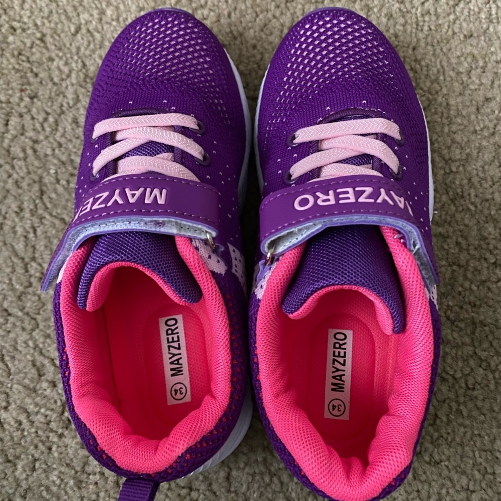 MAYZERO Kids Girls Pink Purple Breathable Tennis Fashion Sneaker Size 2.5